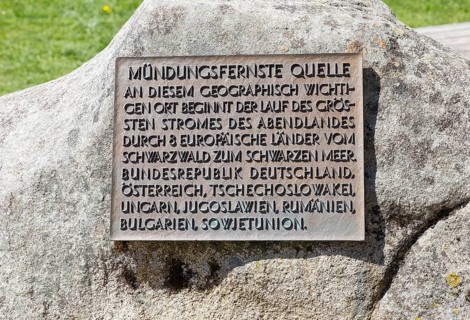 Information board at the source of the Breg, the furthest source of the Danube at the Kolmenhof in