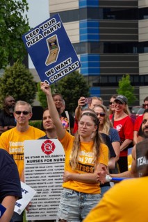 Southfield, Michigan - Nurses rally outside Corewell Health during their fight for a union contract
