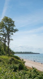 Steep coast, natural sandy beach, Baltic seaside resort of Rerik, Baltic Sea, Rostock district,