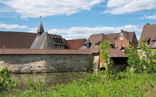 Kakesbeck Castle, the oldest of three preserved moated castles in Lüdinghausen, Münsterland, North