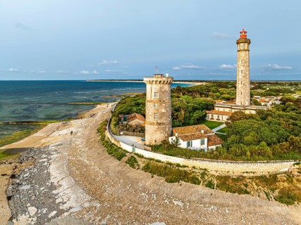 WHALE LIGHTHOUSE from a drone, Saint-Clement-des-Baleines, Atlantic, France