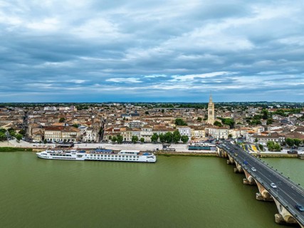 Libourne from a drone, Gironde, Nouvelle-Aquitaine, Saint-Emilion and Pomerol, Southwestern France