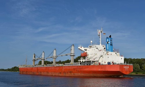 Cargo ship GLORIEUSE travelling through the Kiel Canal, NOK, Kielkanal, Kiel Canal,