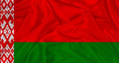 Flag of Belarus with cloth texture. Close up of Belarus flag waving
