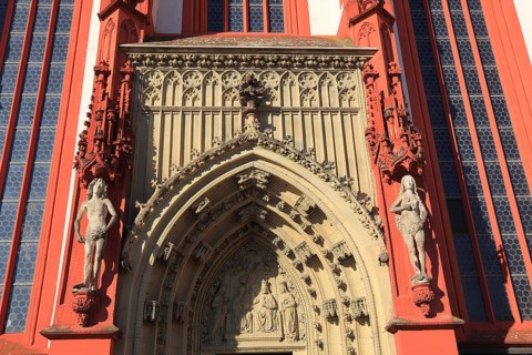 South portal with copies of the sandstone figures by Tilman Riemenschneider, Marienkapelle on the