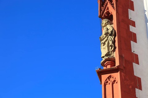 Detail of the façade, St Mary's Chapel on the Würzburg market square, Würzburg, Lower Franconia,