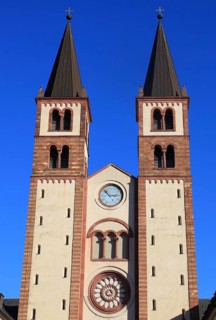 West façade of St Kilian's Cathedral, Würzburg, Lower Franconia, Bavaria, Germany