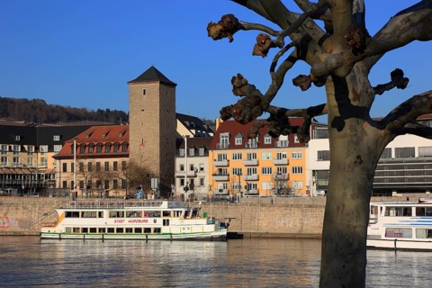 Main harbour in Würzburg, Lower Franconia, Bavaria, Germany