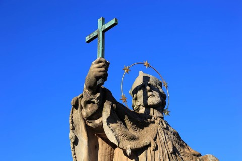 St John of Nepomuk on the Old Main Bridge, Würzburg, Lower Franconia, Bavaria, Germany