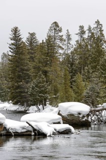 Snow on the Firehole River... Yellowstone National Park, North America, impressively beautiful