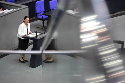 Dr Hülya Düber (CDU CSU) speaks on the agenda item Minimum Wage Act at the eleventh session of the