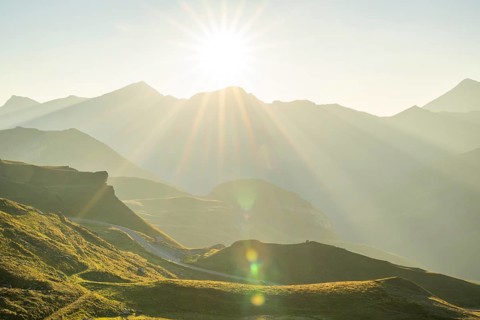 Sunrise in the Mountains at Hochalpenstraße, view from Fuscher Törl, Pinzgau, Salzburg, Austria