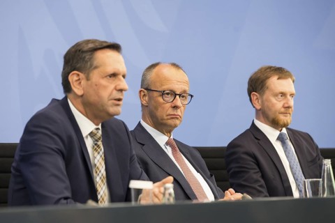 Olaf Lies (SPD, Minister President of Lower Saxony), Federal Chancellor Merz (CDU, Federal
