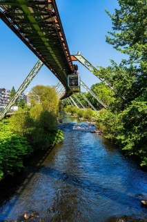 The Wuppertal suspension railway near the Wupperfeld stop in Wuppertal, Germany