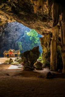 Temple in a stalactite cave, Phraya Nakhon Cave, Khao Sam Roi Yot National Park, Hua Hin, Prachuap