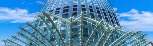 Holland, Rotterdam. Downtown financial business district panorama and city skyline