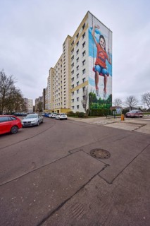 High-rise buildings, residential building, facade, window, advertising painting,