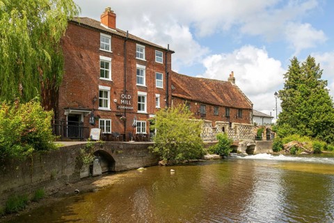 Historic buildings Old Mill Harnham, River Avon, Harnham, Salisbury, Wiltshire, England, UK