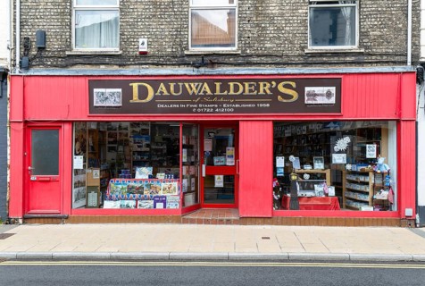Dauwalder's shop dealers in fine stamps, Fisherton Street, Salisbury, Wiltshire, England, UK