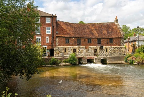 Historic buildings Old Mill Harnham, River Avon, Harnham, Salisbury, Wiltshire, England, UK