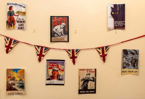 Exhibition of 1940s government public information wartime propaganda posters, Wiltshire, England,