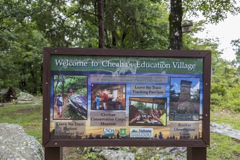 Sign at Alabama's highest point in Cheaha State Park near Delta, Alabama