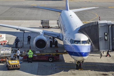 China Airlines jet on the tarmac at the Hong Kong International Airport in Hong Kong, China