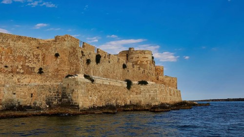 Castello Maniace, Sea Fortress Maniace, Mighty fortress along the coast, with robust architecture