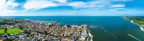 Panorama of Arcachon from a drone, Gironde, France