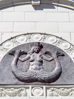 Starbucks sign on the wall of the Seattle Roastery building, Seattle, Washington, USA, North