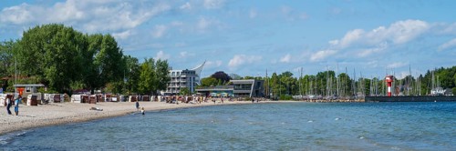 Baltic Sea Info Centre, sandy beach, spa beach, coastline, Eckernförde, Baltic Sea,