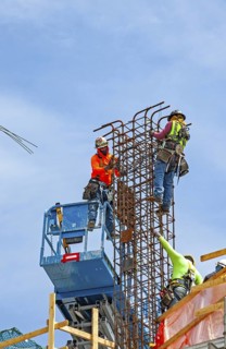 Detroit, Michigan - Construction of the 25-story JW Marriott Detroit Water Square hotel