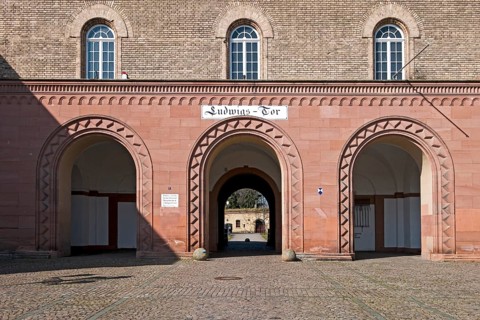 Germersheim Fortress, royal Bavarian fortress, Ludwigstor, gate building, inside of the gate,