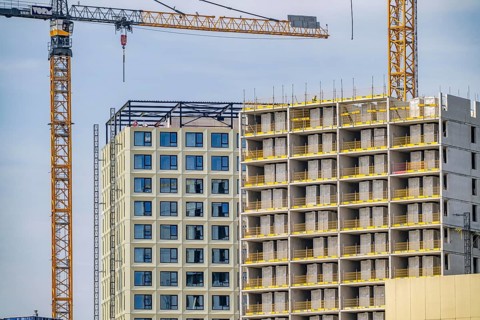 Construction of over 920 student flats at Cambridgelaan in the Science Park, University of Utrecht,