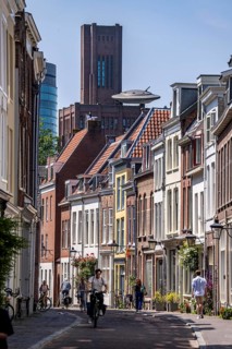 Utrecht, Netherlands, historic centre, Haverstraat, old town houses, lanterns, residential