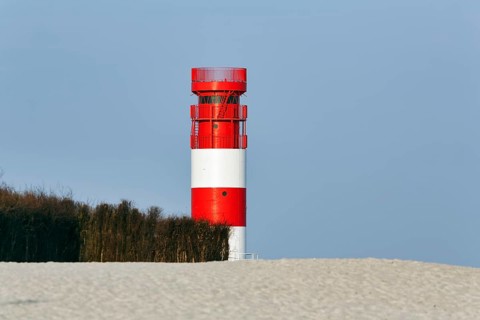 Lighthouse Helgoland dune on the south beach, red and white, Helgoland dune, island Helgoland,