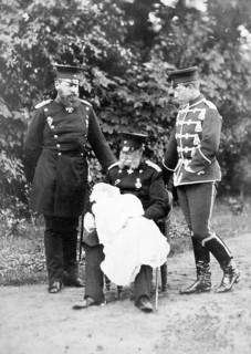 Original photo of the three emperors William I, Frederick III and William II with their son, 1910s,