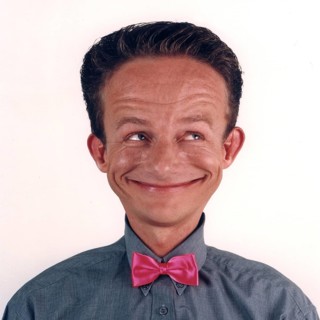 Parody, Photo Cartoon, digitally manipulated, Man grinning, Berlin, Germany, A man with an