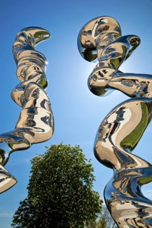 Stainless steel sculpture entitled Points of View by Tony Cragg, Mathildenhöhe, Darmstadt, Hesse,