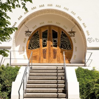 Entrance, Great House Glückert by Joseph Maria Olbrich, Mathildenhöhe, UNESCO World Heritage Site,