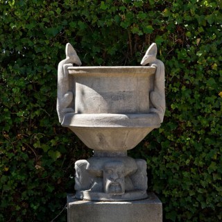 Sculpture Jackal Vase by Bernhard Hoetger in the plane tree grove on the Mathildenhöhe, UNESCO
