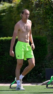 Training, warm-up, Alexander Zverev GER, upper body naked, tennis, ATP 250, BOSS Open 2025,