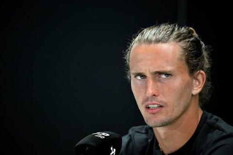 Press conference, PK, portrait, Alexander Zverev GER, angry, angry, gesture, gesture, tennis, ATP