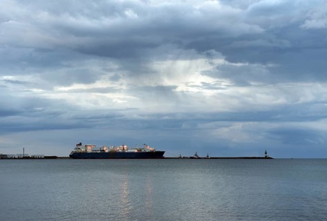 LNG tanker NEPTUNE at Mukran harbour on Rügen, Mecklenburg-Western Pomerania, Germany