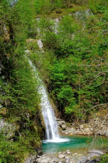 Cascata d'Ampola, waterfall near Storo, on the river Palvico, Trentino, Italy