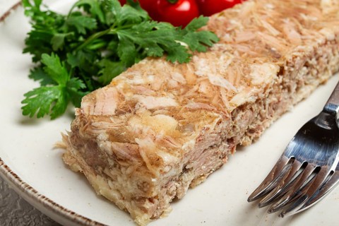 Pork jelly, aspic, homemade, cold appetizer, no people
