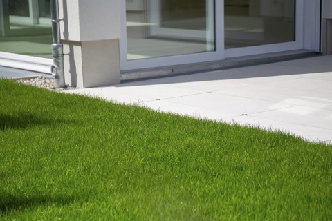 Newly laid turf on a new detached house