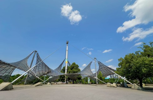Roof construction, Olympic Park, Munich, Bavaria, Germany