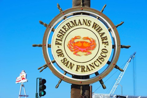 Fishermans Wharf sign post, San Francisco, California, USA