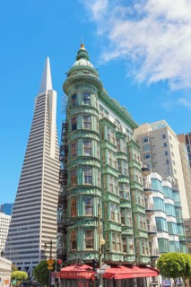 View of Columbus Tower and TransAmerica Building, San Francisco, Californai, USA